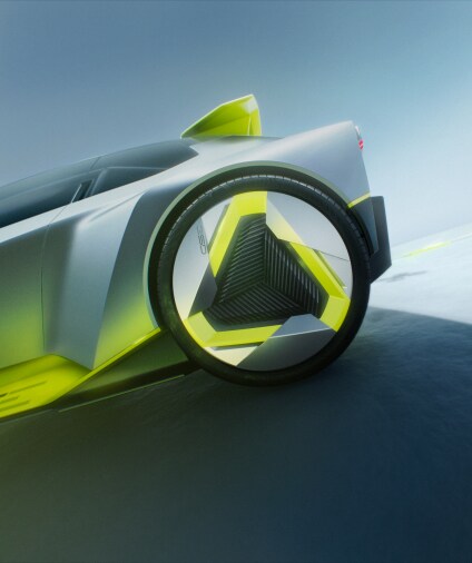 Nahaufnahme der Opel Felge des Corsa GSE Vision Gran Turismo