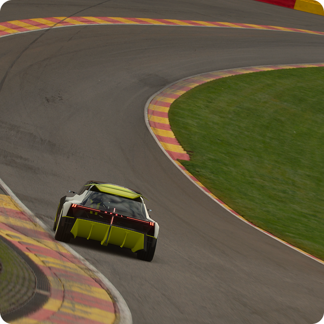 Heckansicht von oben auf den fahrenden Corsa GSE Vision Gran Turismo